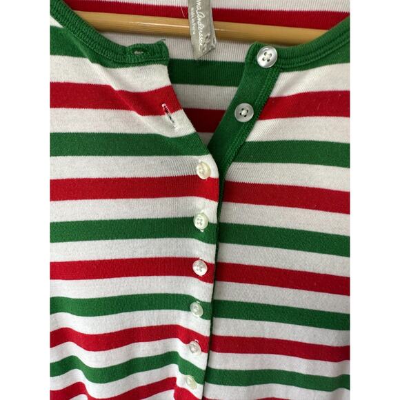 Hanna Andersson Red White & Green Stripe Henley Nightshirt Nightgown Small - Picture 4 of 6